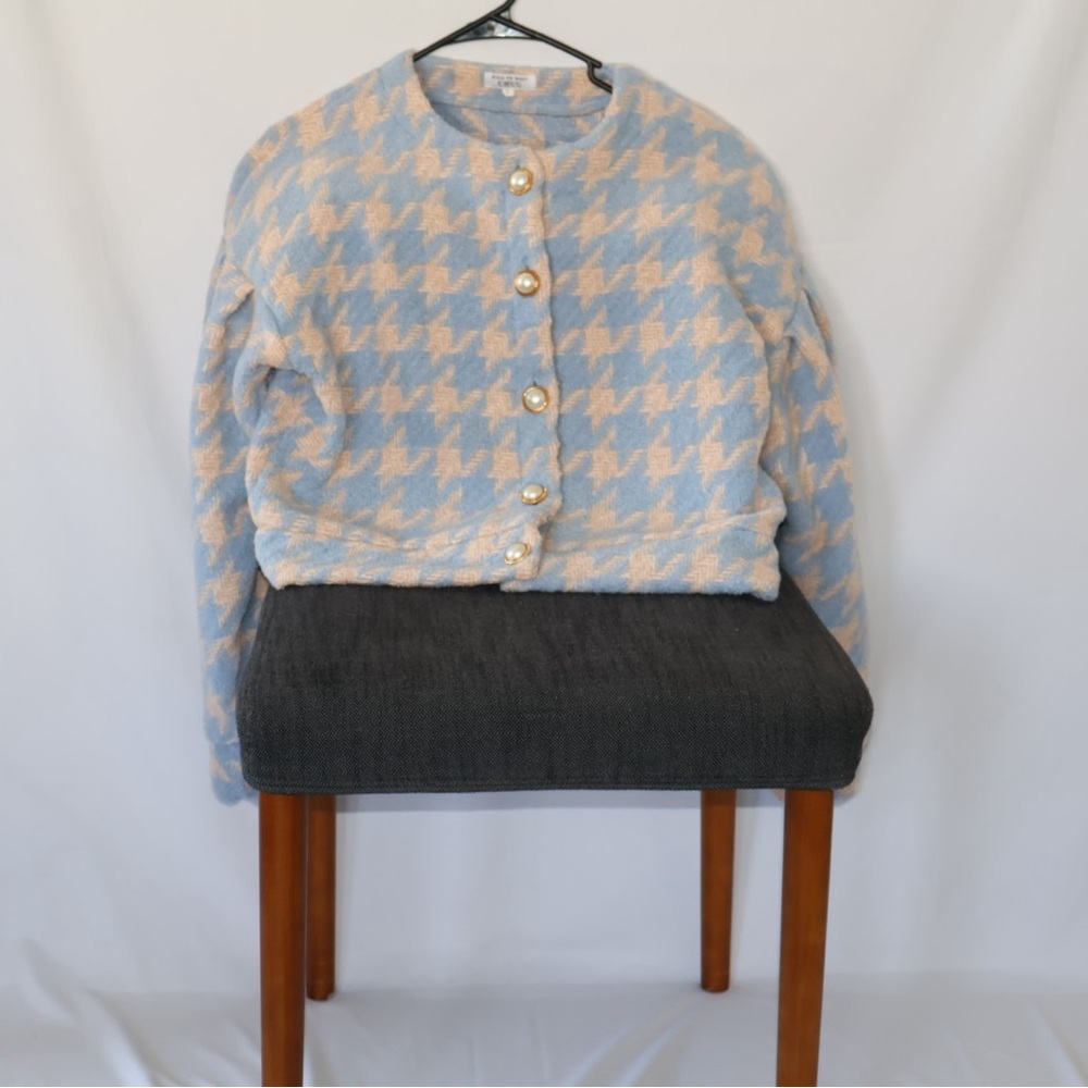 Blue and Cream Houndstooth Blazer